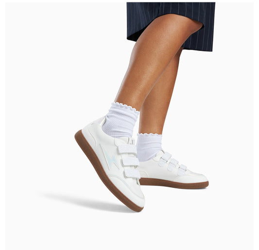 Baskets Eclair Laurette Blanches Monochromes à Semelle Rétro