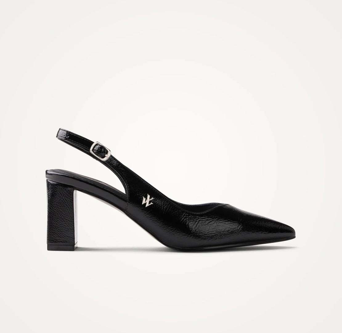 Escarpins slingback Venus noirs à bout pointu