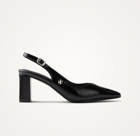 Escarpins slingback Venus noirs à bout pointu