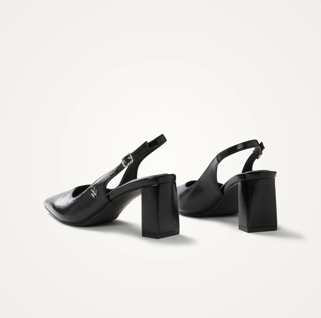 Escarpins slingback Venus noirs à bout pointu