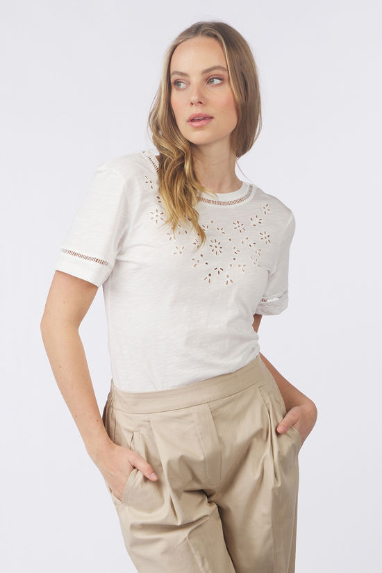 T-shirt Broderie Olya Ecru Brodé