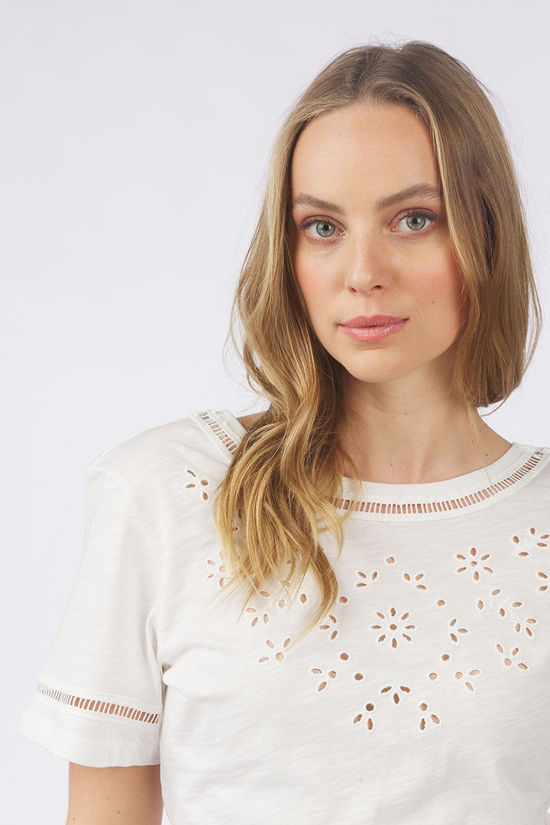 T-shirt Broderie Olya Ecru Brodé