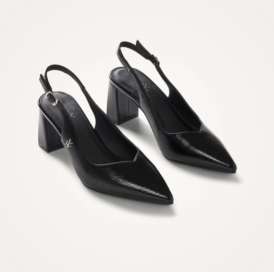Escarpins slingback Venus noirs à bout pointu