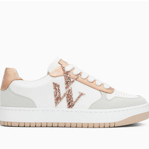 Baskets Monogramme Calie Blanc Et Rose Gold