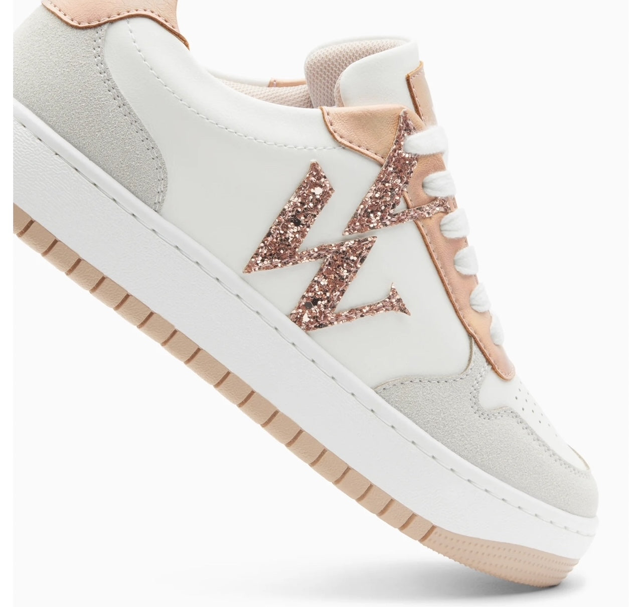 Baskets Monogramme Calie Blanc Et Rose Gold