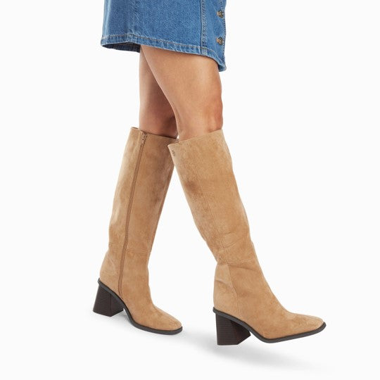 Bottes Rita Beiges À Talon Trapèze