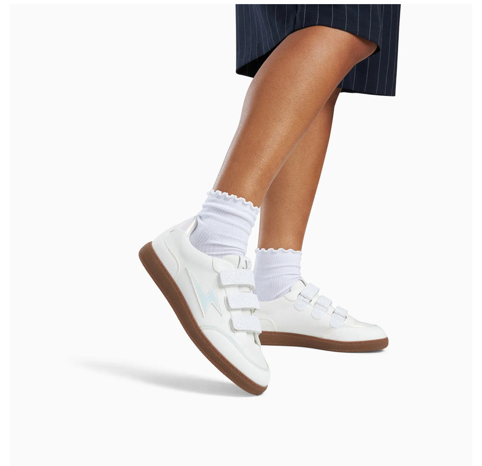 Baskets Eclair Laurette Blanches Monochromes à Semelle Rétro
