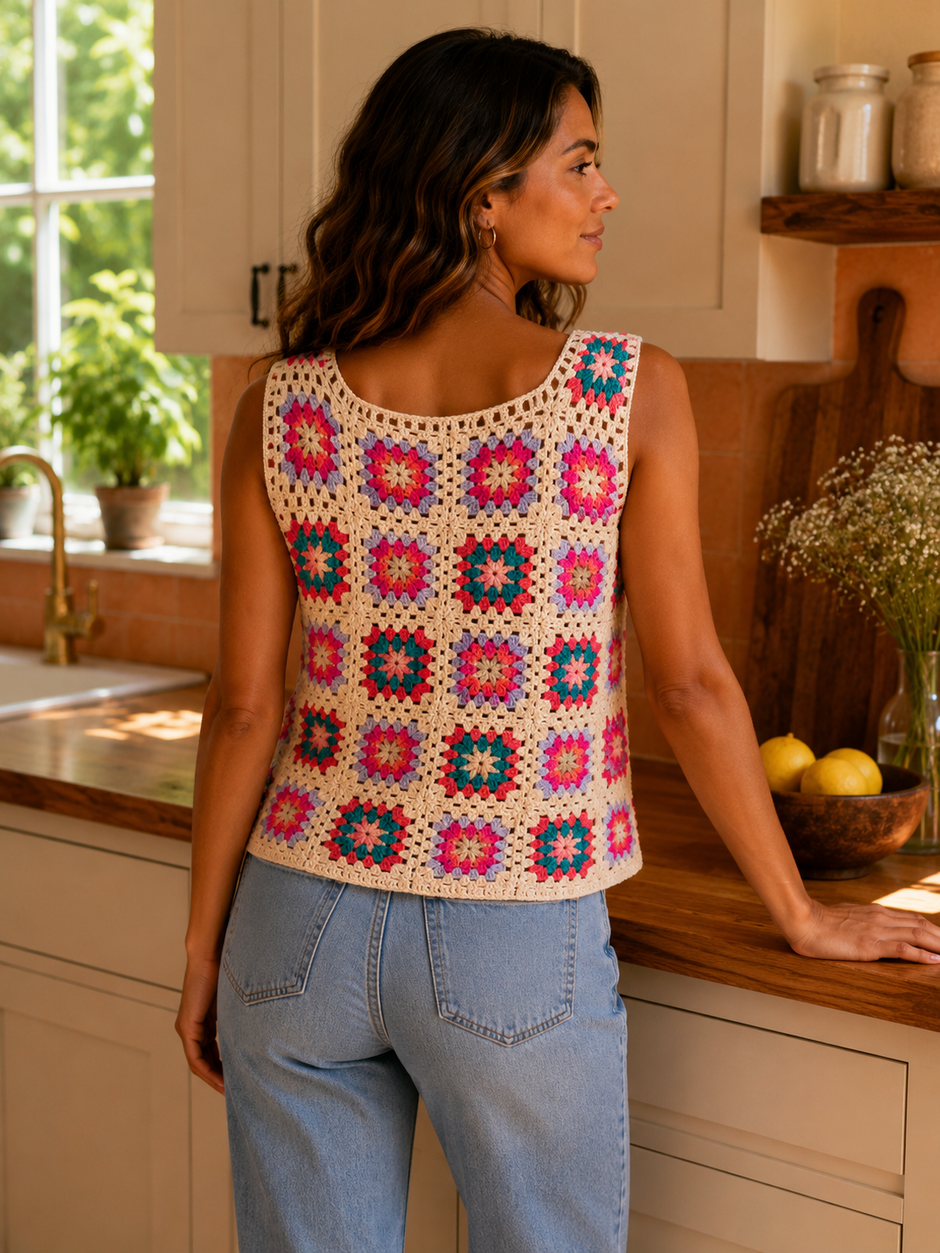 Débardeur Crochet Cecilia Fuschia Fluo