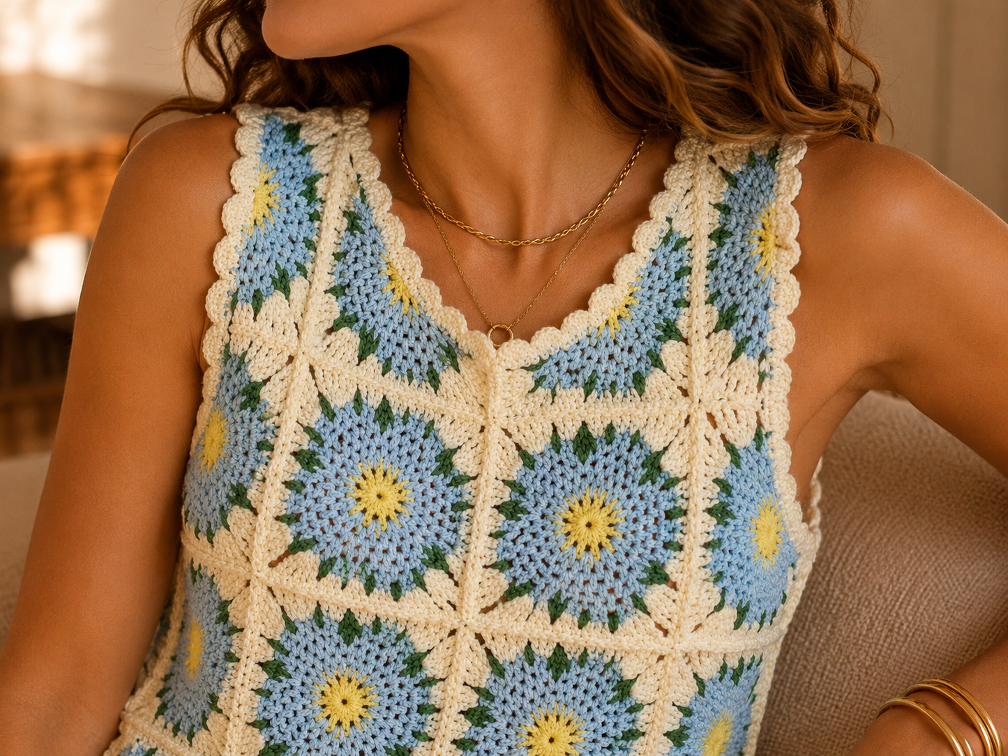 Débardeur Crochet Vita Bleu Ciel