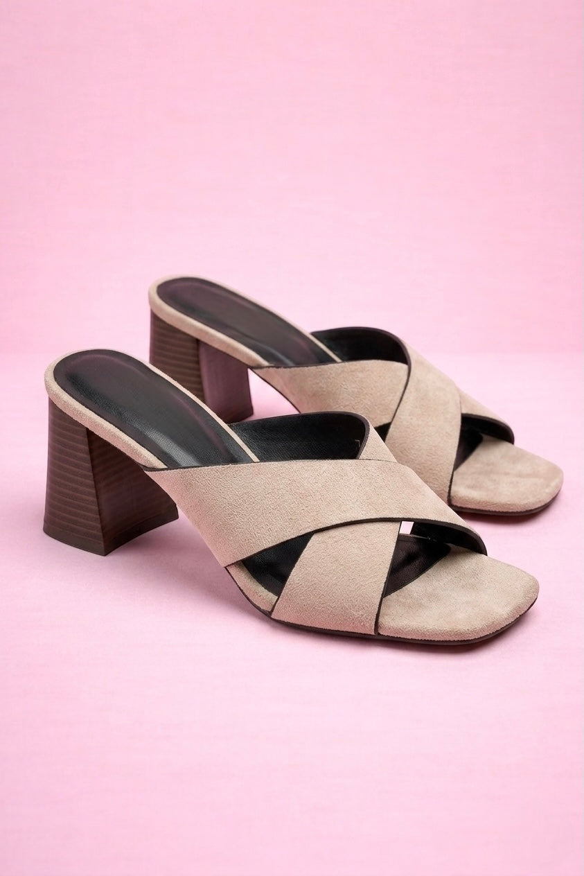 Mules à Talon Alba Beige