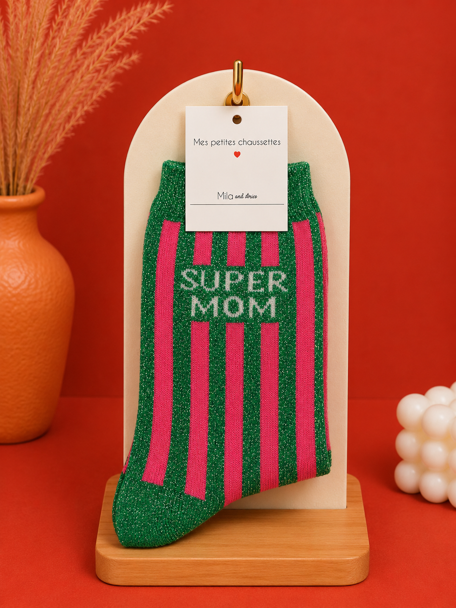 Chaussettes Super Mom Verte