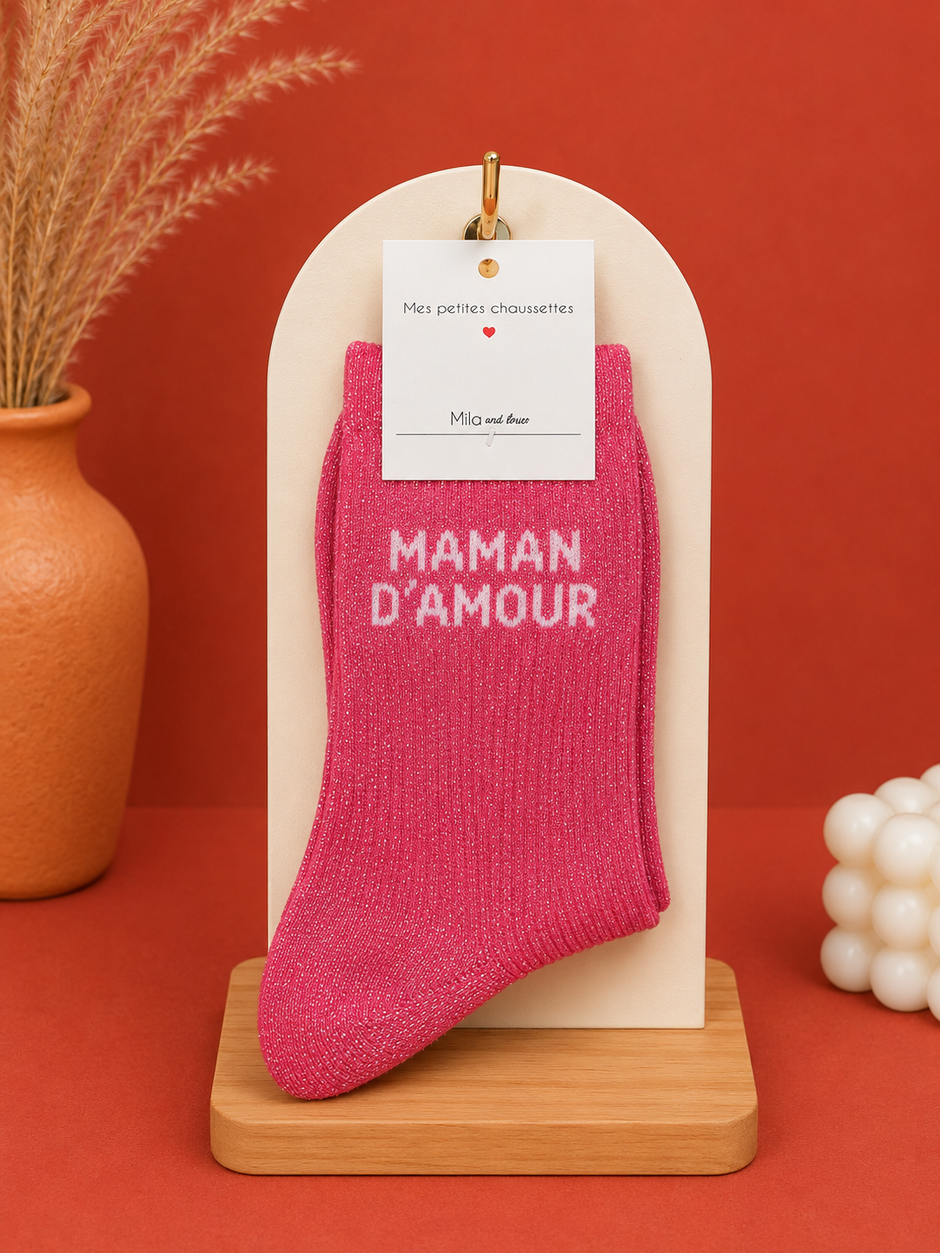Chaussettes Maman D'amour Rose