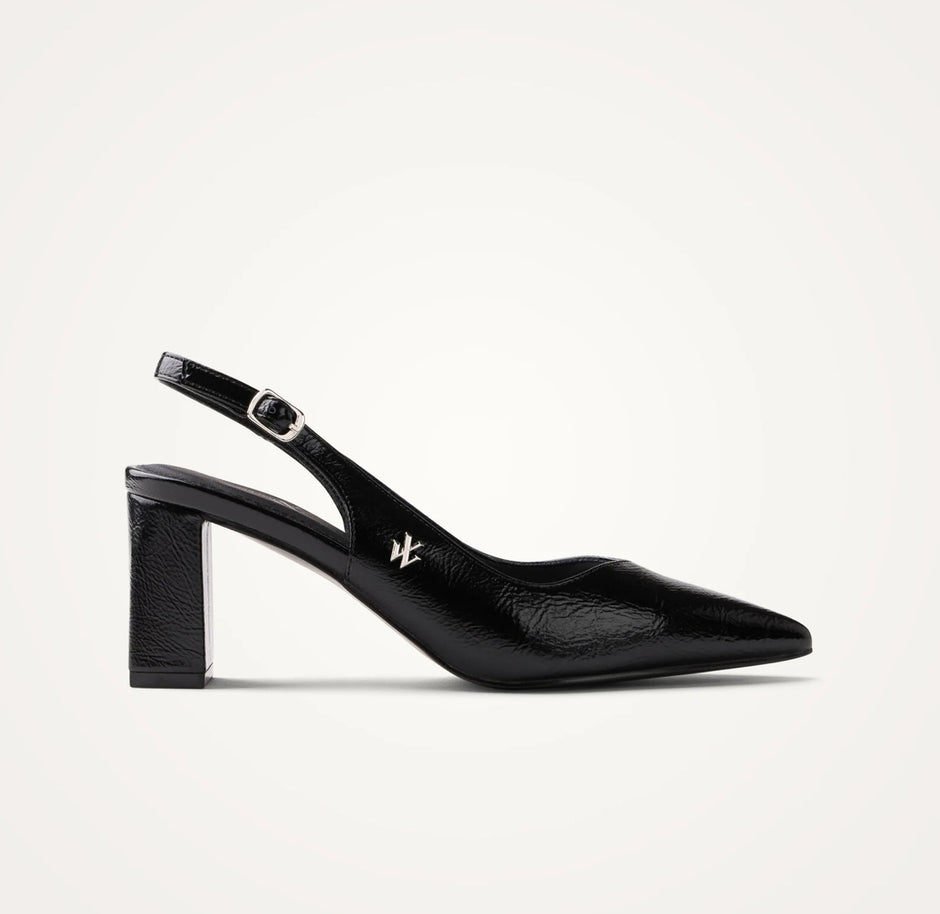 Escarpins slingback Venus noirs à bout pointu