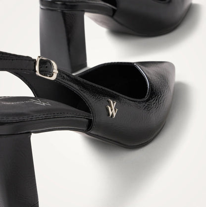 Escarpins slingback Venus noirs à bout pointu