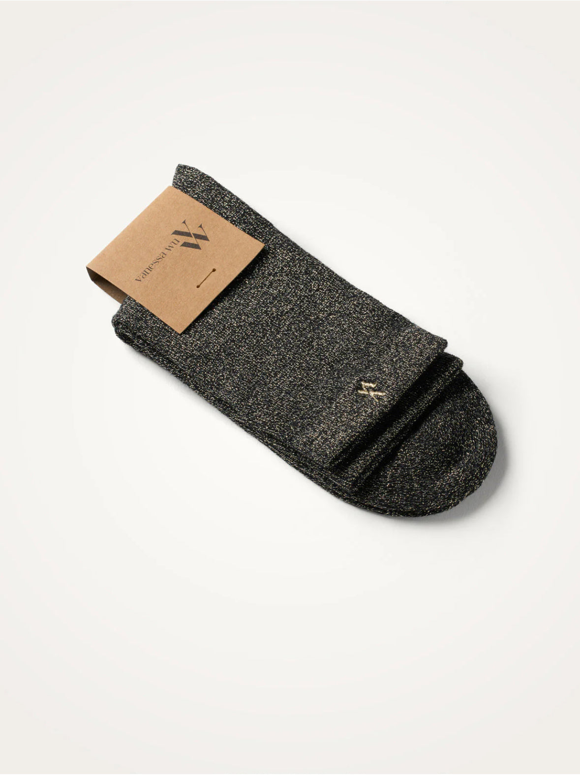 Chaussettes Ambre noir et or pailleté