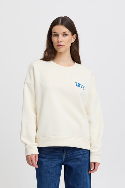Sweat Ihmerella Ecru Et Bleu