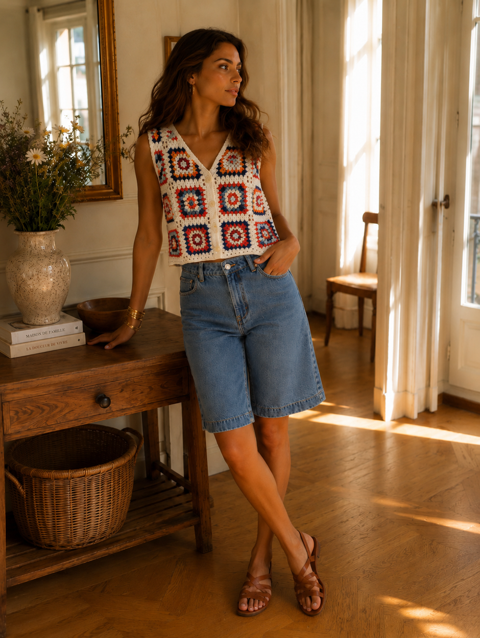 Débardeur Crochet Abey Bleu