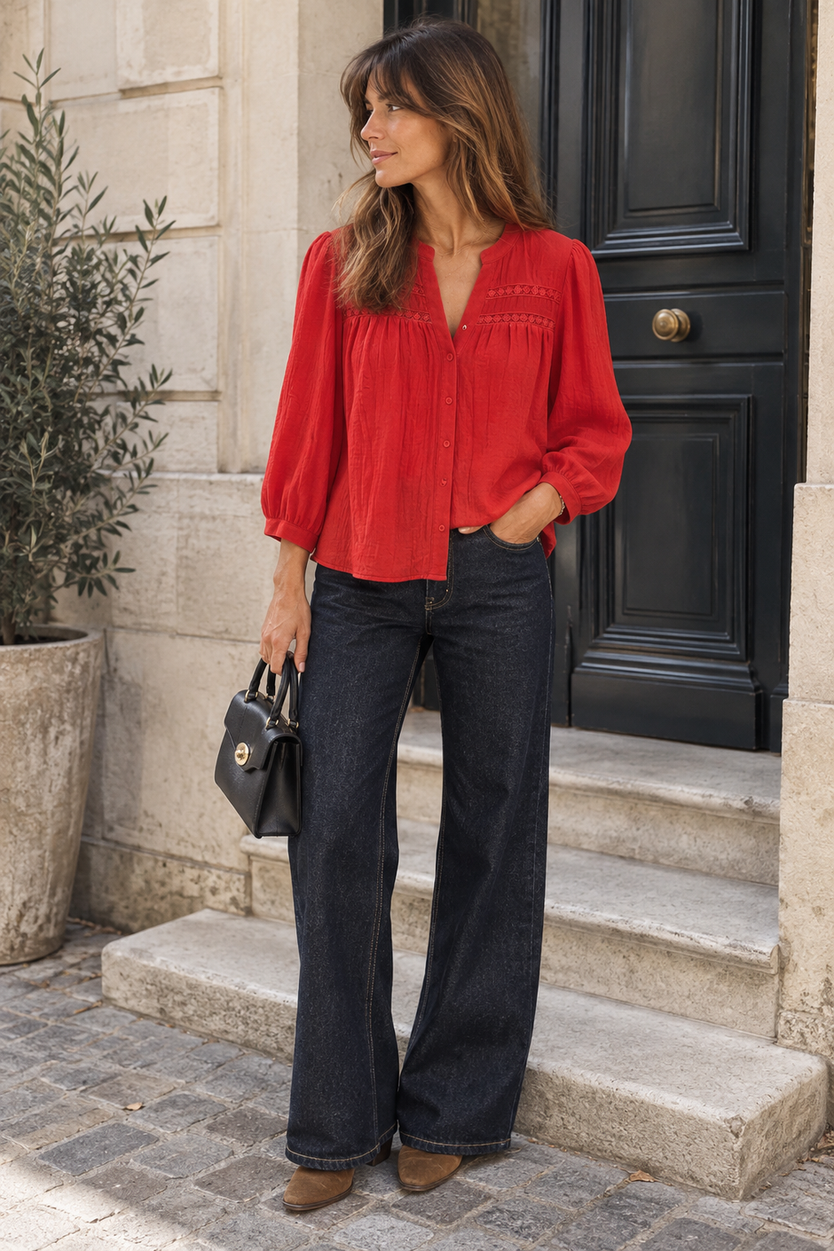Blouse Scoop Rouge