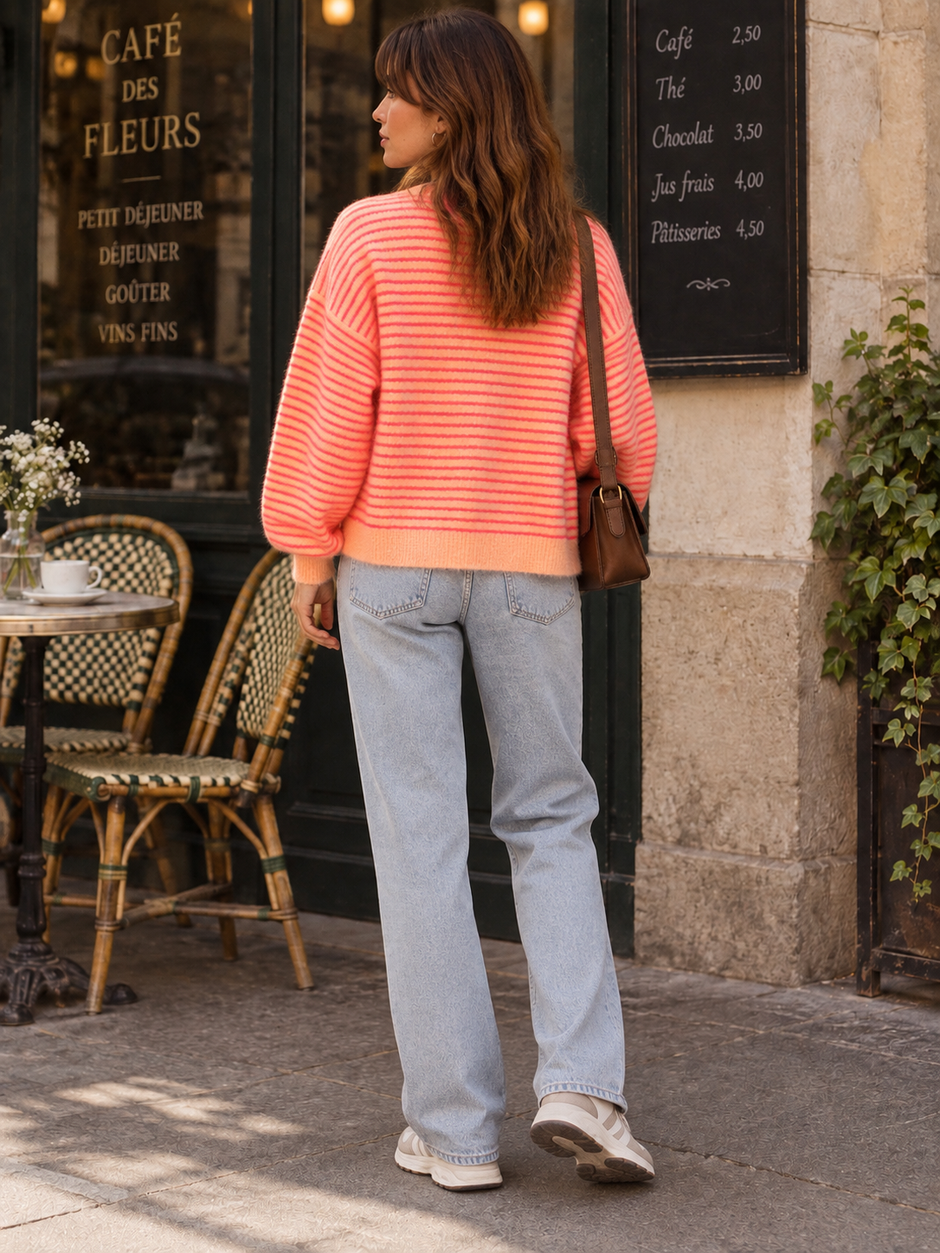Gilet Darina Rayé Corail