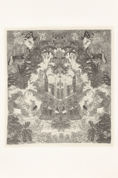 Carré Aurelia Toile de Jouy Noir