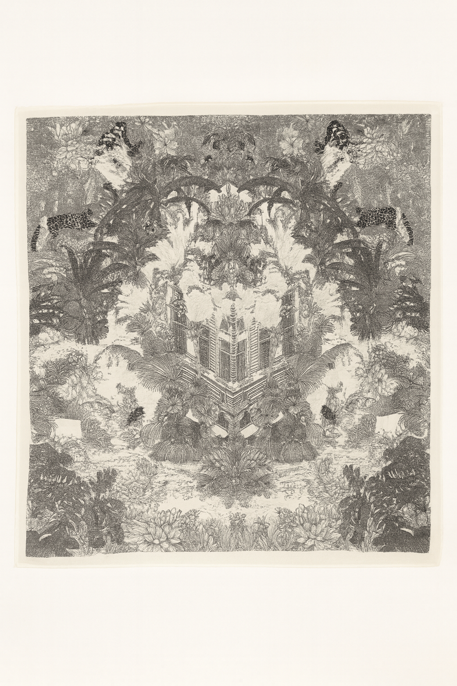 Carré Aurelia Toile de Jouy Noir
