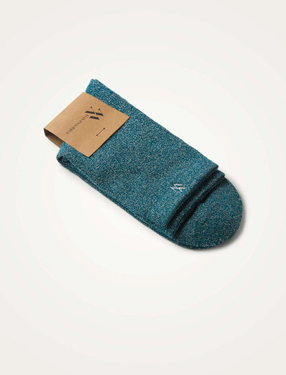 Chaussettes Ambre bleu canard et argent pailleté