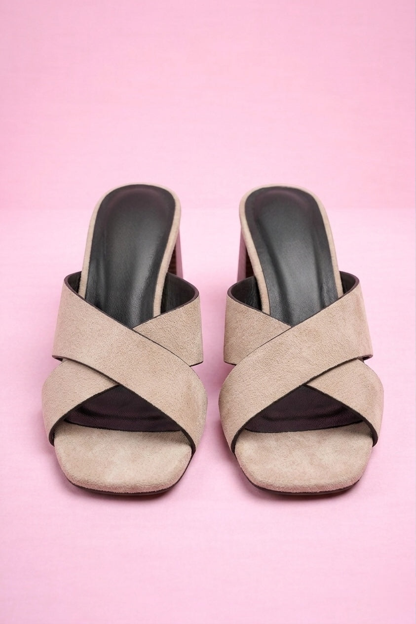 Mules à Talon Alba Beige