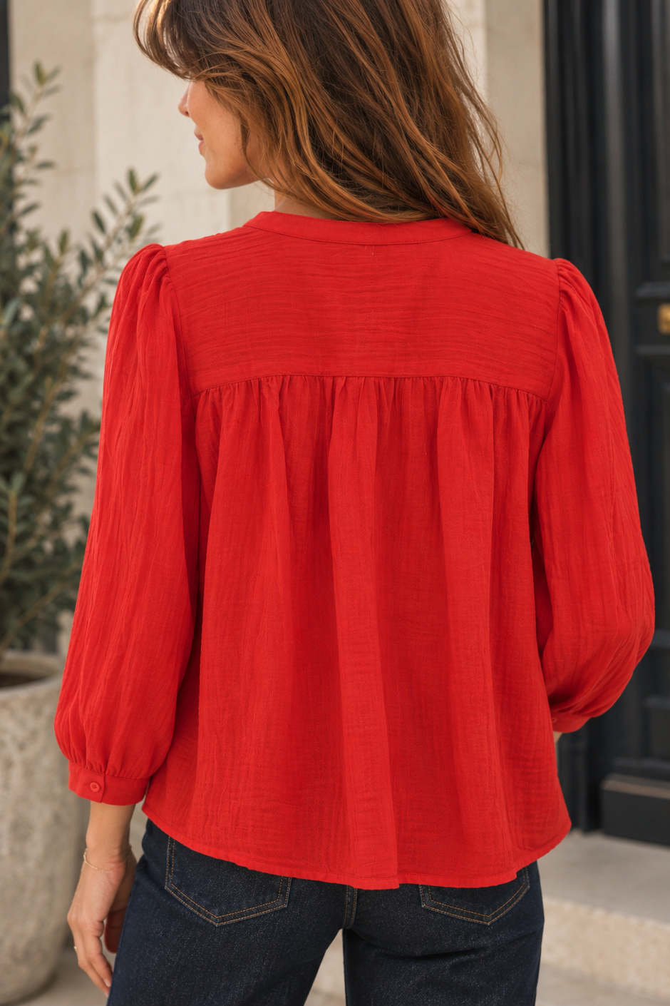 Blouse Scoop Rouge