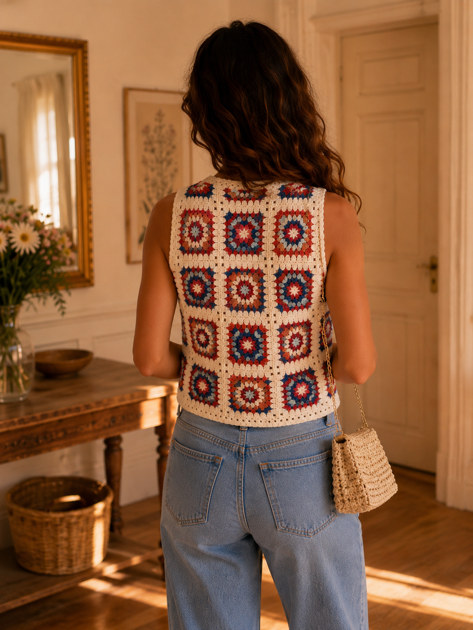 Débardeur Crochet Abey Bleu