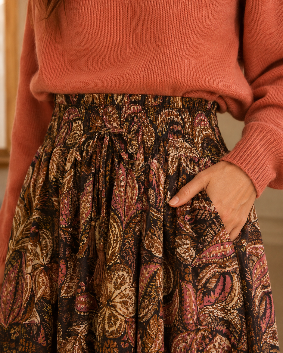 Jupe Aelia Camel Rose