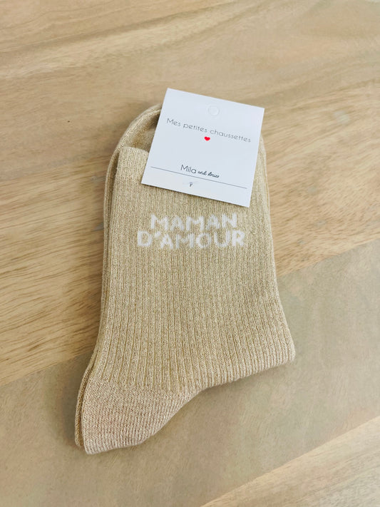 Chaussettes Maman d'Amour Beige