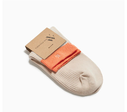 Chaussettes Courtes Lia Beige Et Orange Côtelées