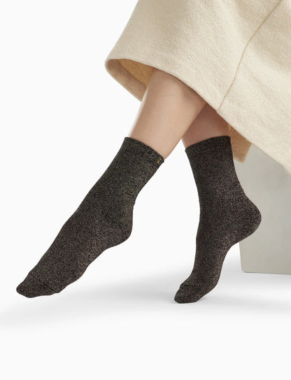 Chaussettes Ambre noir et or pailleté
