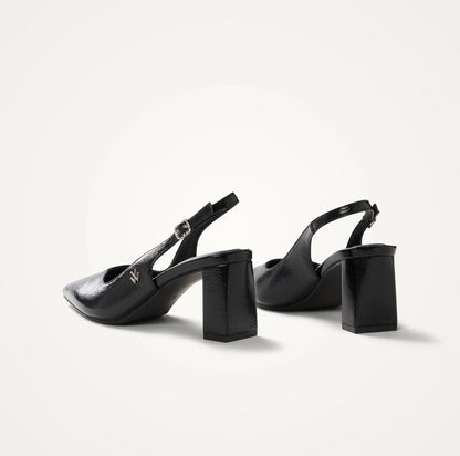 Escarpins slingback Venus noirs à bout pointu