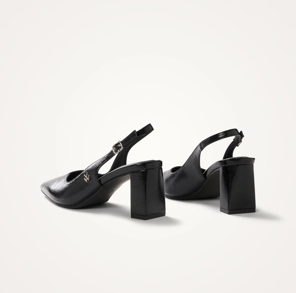 Escarpins slingback Venus noirs à bout pointu