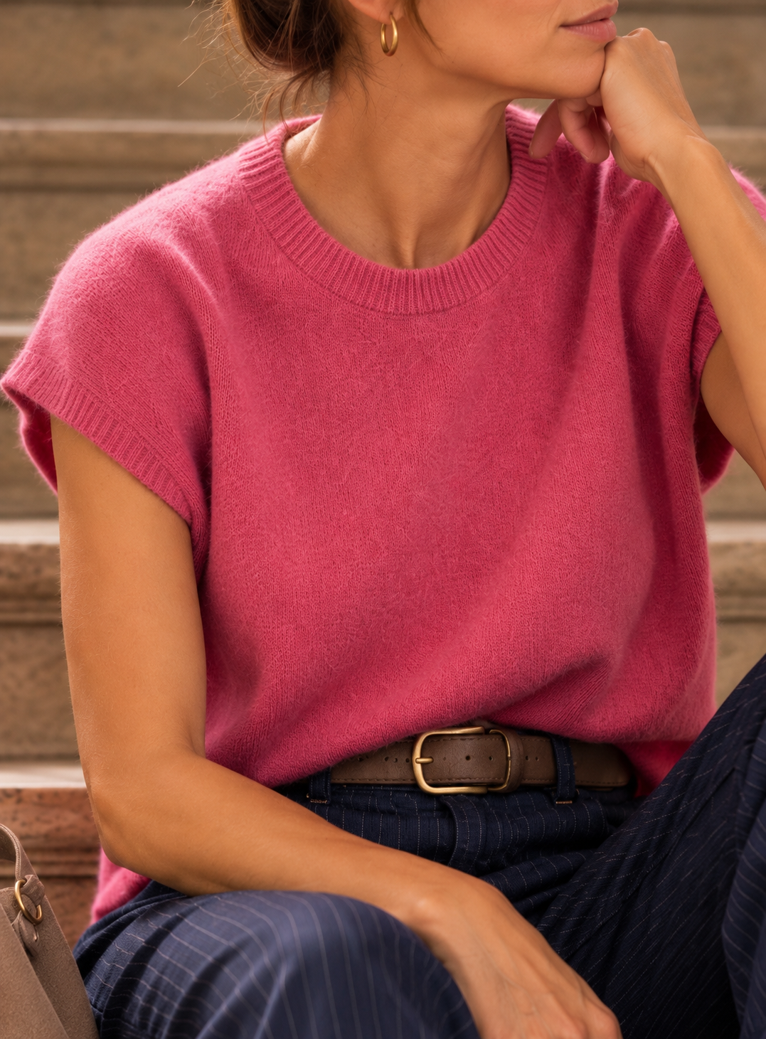 Pull sans manche Agnes Rose