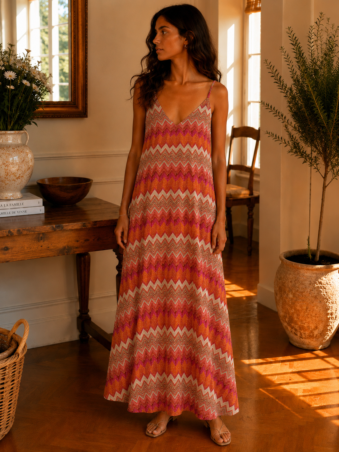 Robe Rachel Motifs Orange Doré