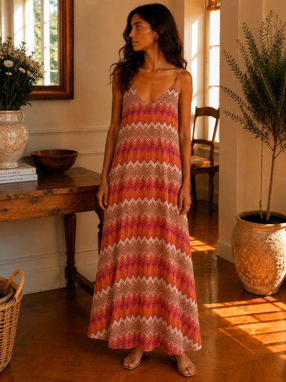 Robe Rachel Motifs Orange Doré