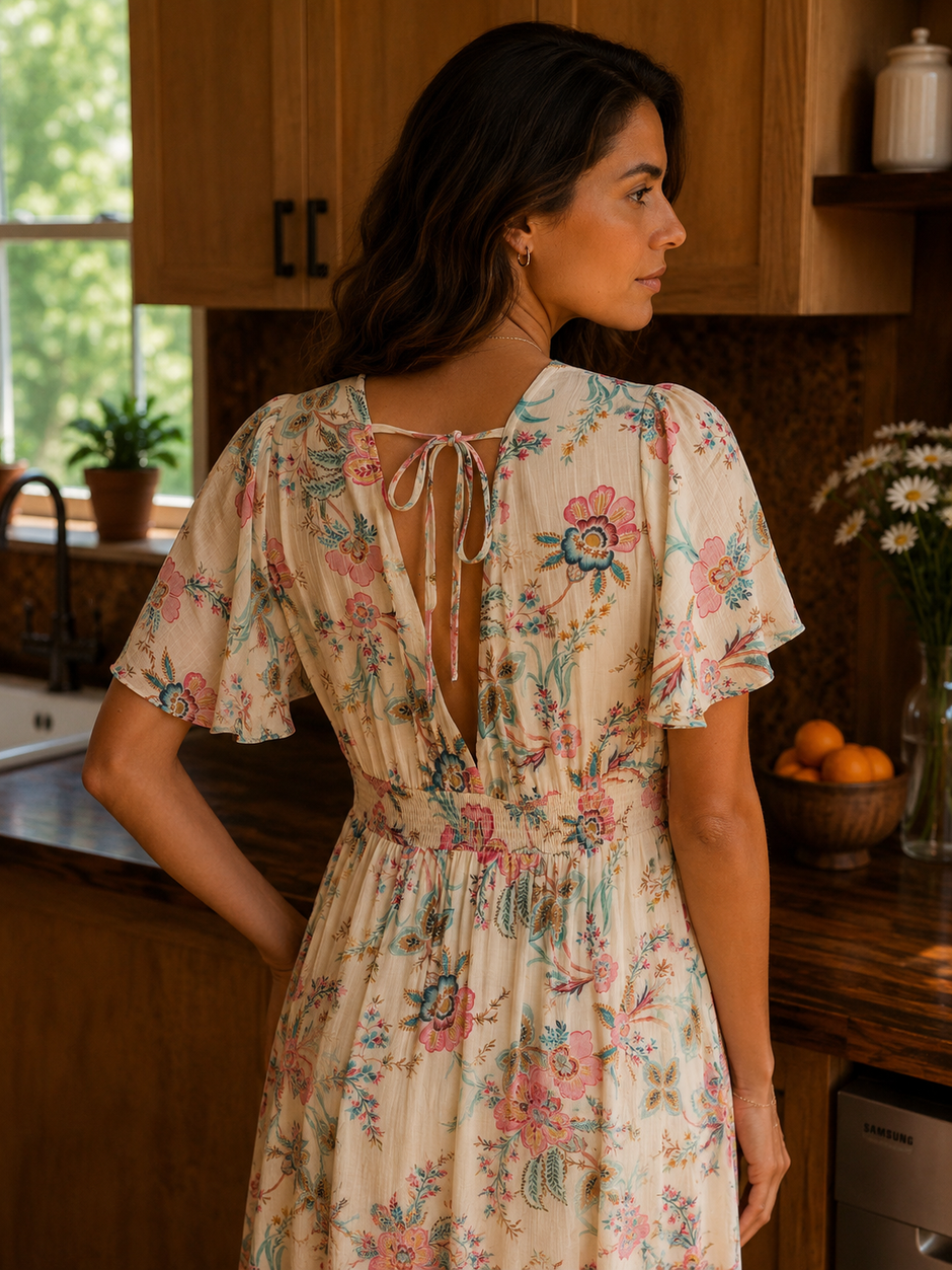 Robe Carline Fleurie Beige