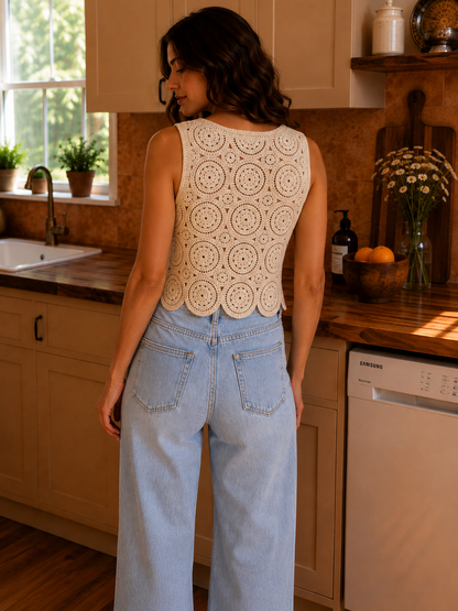 Top Crochet Quina Beige