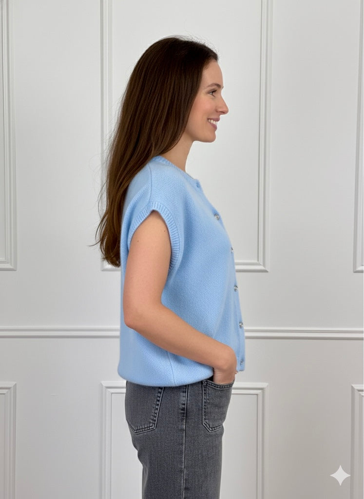 Gilet Aeli Alpaga Bleu Jean