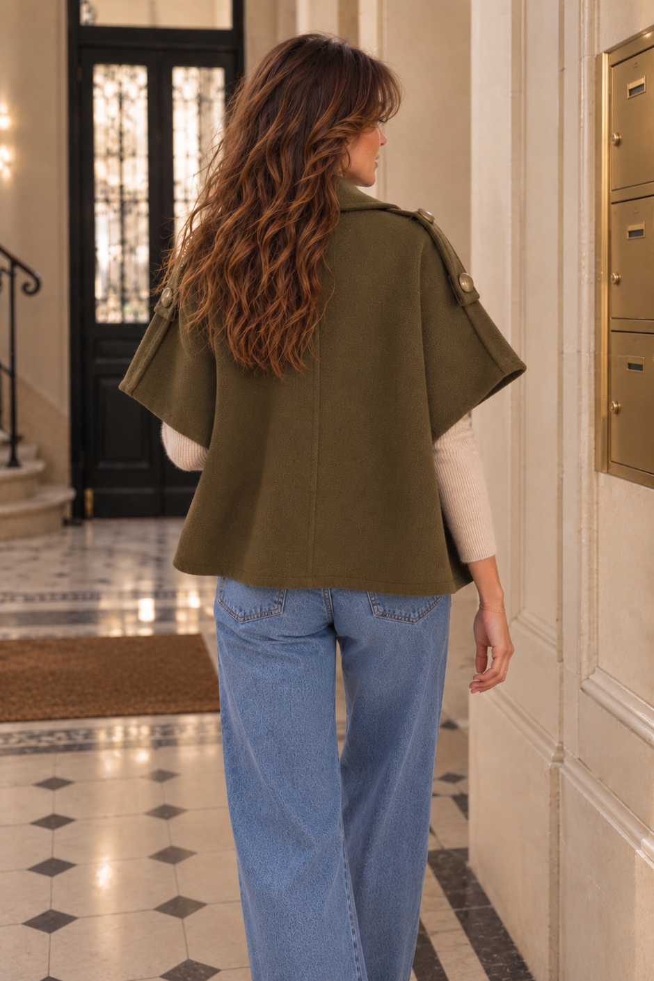 Poncho Bianca Kaki