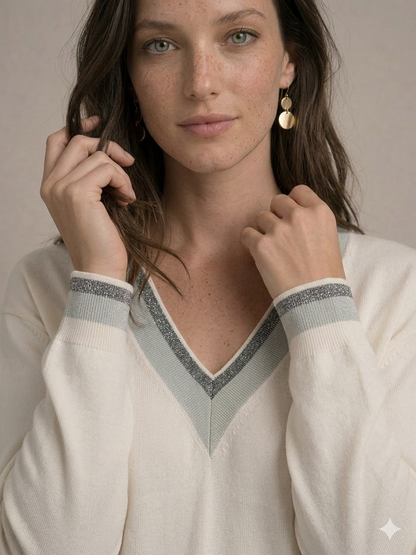 Pull Cricket Gris et Ecru