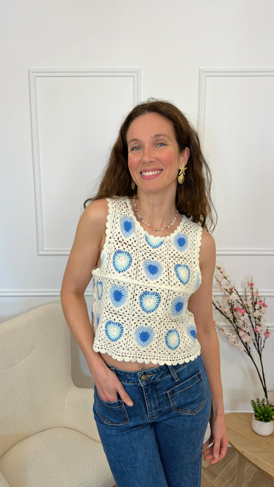 Top Crochet Bleu