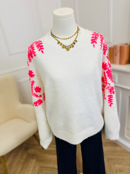 Pull Scarlett Blanc Rose Fluo