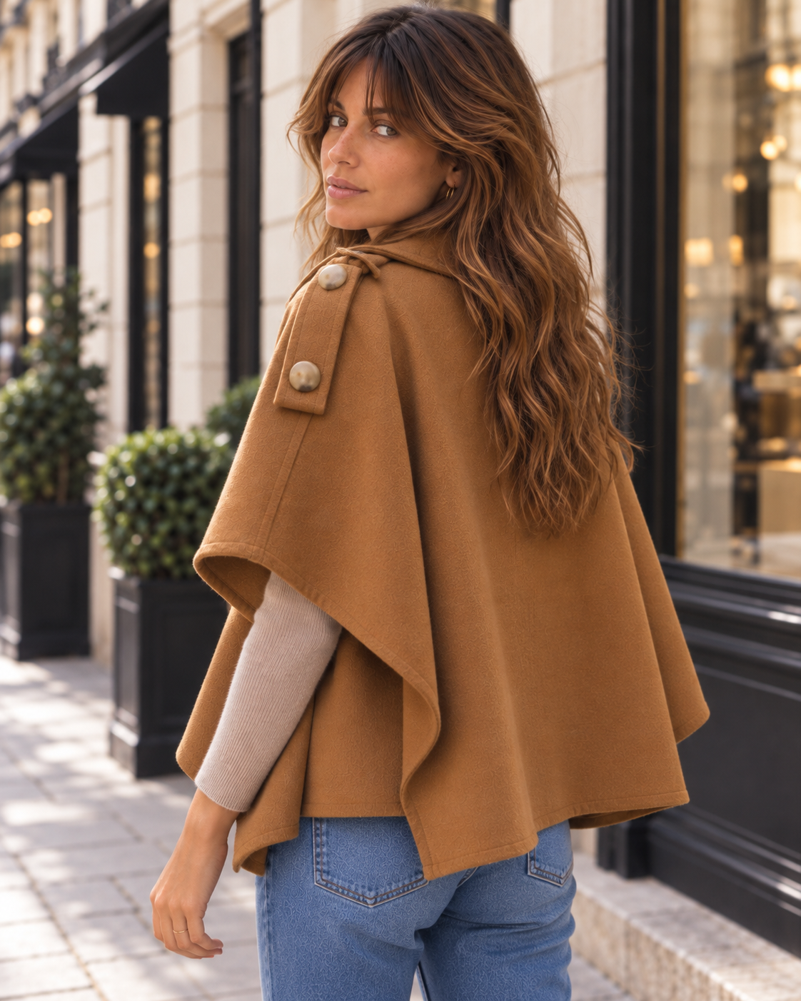 Poncho Bianca Camel