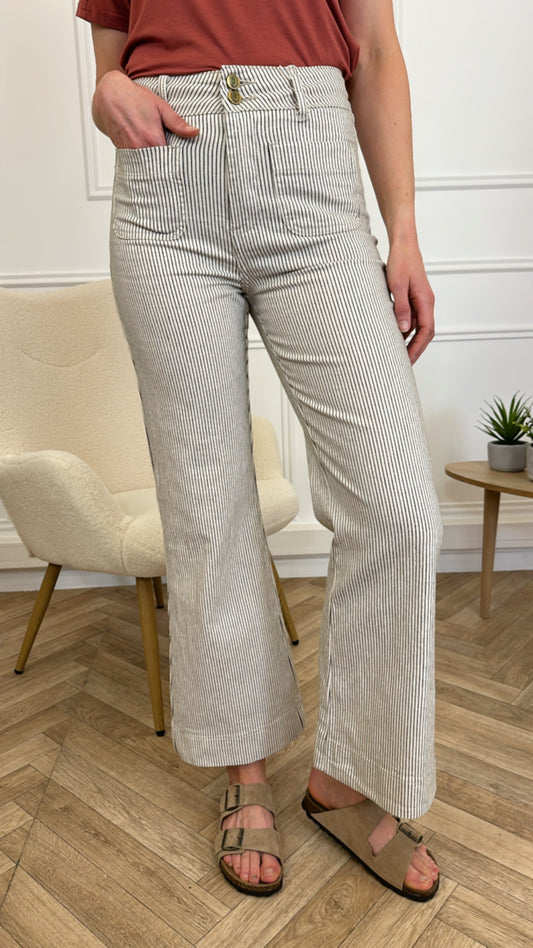Jean Elenette Rayé Taupe