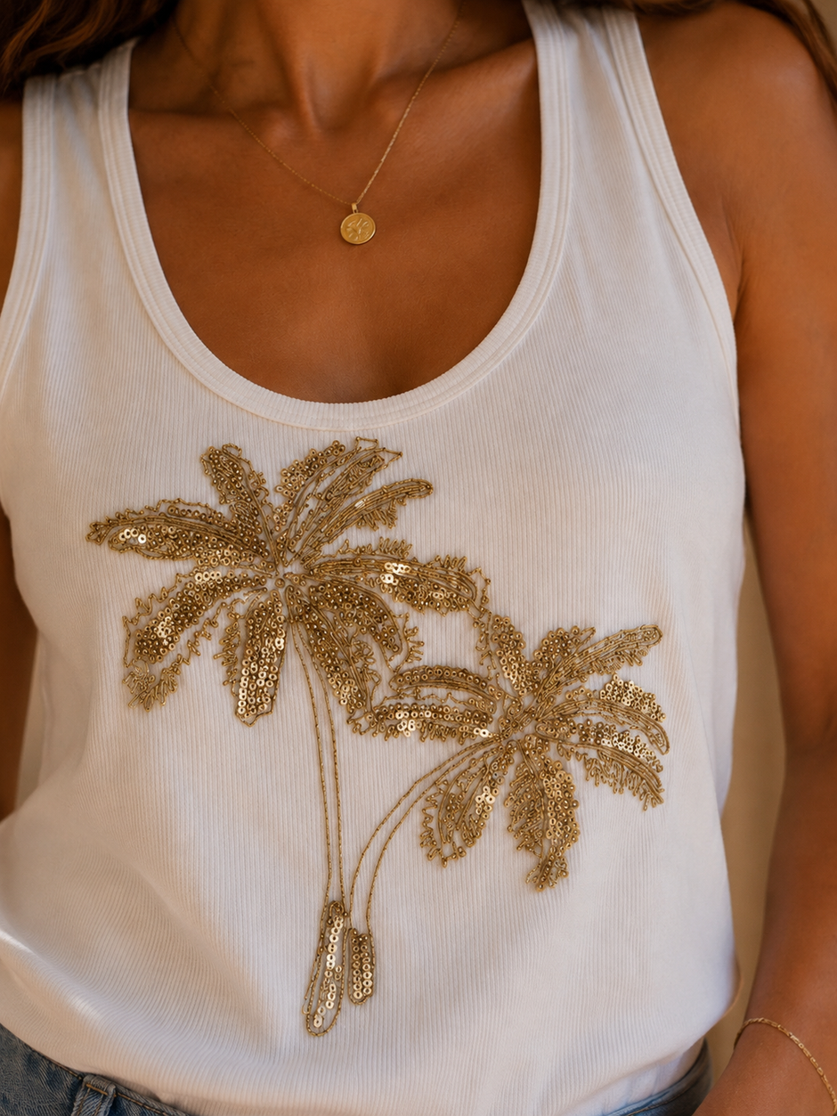 Débardeur Palmier Strass