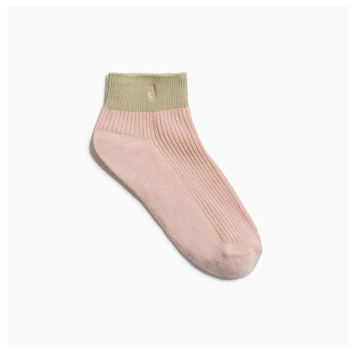 Chaussettes Courtes Lia Rose Et Kaki Côtelées