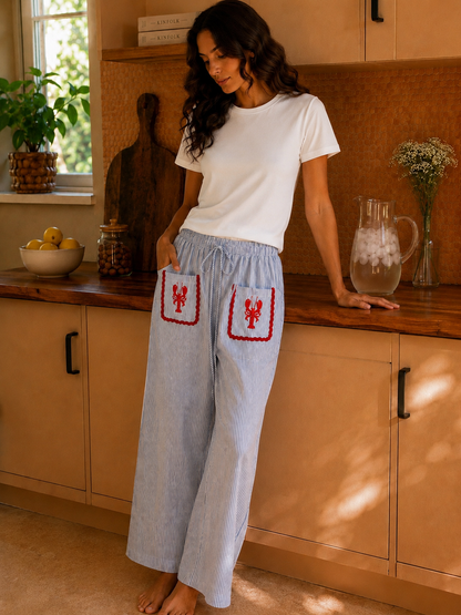 Pantalon Homard Rayé Bleu